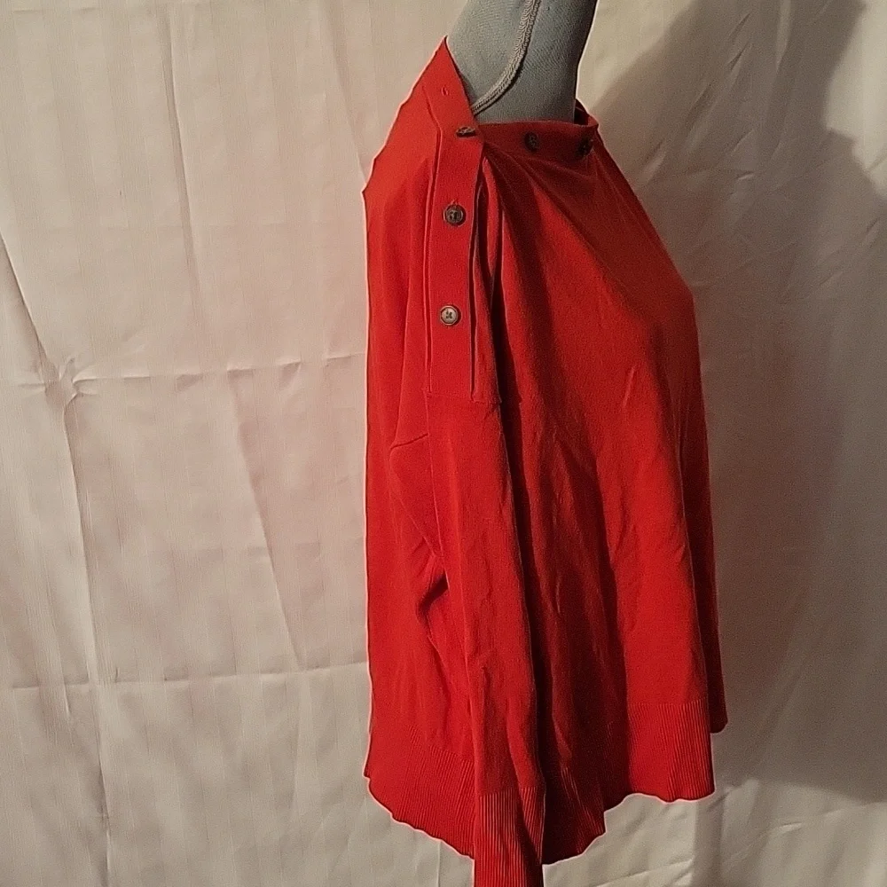 J. Crew Woman's Belvedere Red Button Boat Neck Sweater, Boxy Fit, Size: L/XL NWT